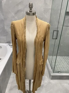 ROBERTO CAVALLI LIGHT BROWN LEATHER COAT SIZE SMALL - Picture 1 of 15