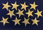 Lot of 12 2.5" Metallic Gold Iron On Stars Military Nautical Patches New *