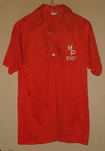 VINTAGE CHAMPION PRODUCTS BLUE BAR LABEL 100% NYLON  POLO TYPE STAFF SHIRT-M ! - Picture 1 of 4