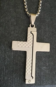 Cruz Cristiana, Alta Pulida y Cepillada Acero Inoxidable Reversible - Imagen 1 de 2