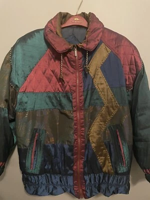 Vintage British Mist Women’s Size Large Purple/Green Metallic Full Zip Puffer - Image 1 of 4