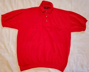 Vintage Robert Bruce Golf Red Polo Shirt Mens Large Button Pocket Cotton Polyest - Picture 1 of 7