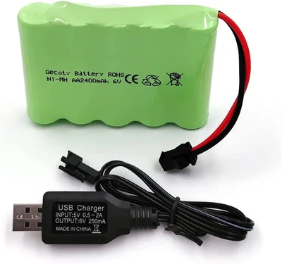 ® Batteria Ricaricabile Ni-Mh AA Da 6V 2400Mah Con Cavo Di Ricarica (Spina SM) - Immagine 1 di 4