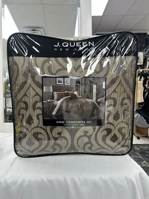 J. Conjunto de edredom Queen Astoria Sand King 4 peças novo - Imagem 1 de 2