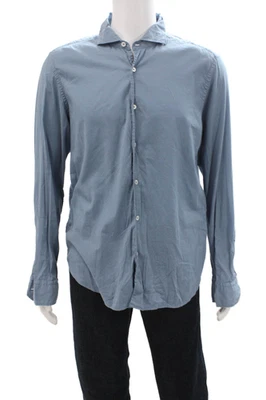 Fedeli Mens Cotton Collared Long Sleeve Button Up Shirt Blue Size 42 - Image 1 of 4