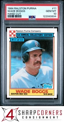 1984 RALSTON PURINA HAND CUT #11 WADE BOGGS RED SOX HOF PSA 10 - Image 1 of 3