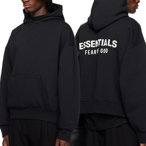Felpa con cappuccio Fear of God Essential 25SS uomo vestibilità classica pile manica lunga JET BLACK