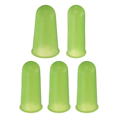 10Pcs Rubber Fingers Tips Finger Protectors Silicone Thimble 3 Sizes Green - Image 1 of 4