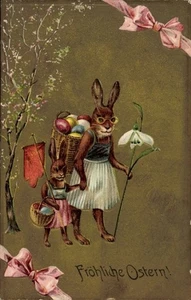 Ak Glückwunsch Ostern, Osterhasen, Ostereier, Baum - 4963916 - Picture 1 of 2