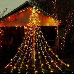 Christmas Lights Outdoor, 12.6ft 8-Lighting Modes Waterfall Lights for Christ... - Picture 1 of 6