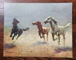Litografía vintage August Albo ~ libre como el viento ~ impresión de caballo 20 x 16" - Imagen 1 de 12