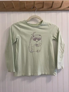 Tea Collection Long Sleeve Soft Cotton Tee Shirt Bear Bird Seafoam Green Size 8 - Picture 1 of 9