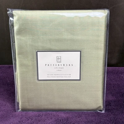 NEW! Pottery Barn Pale Green Silk Drape Rideau 50" x 84" Pole Pocket MSRP $109 - Image 1 of 4