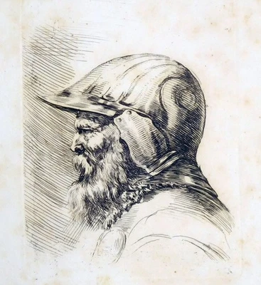 Radierung, Kopf eines Kriegers, Stefano della Bella, ~1645, De Vesme-Massar 350 - Bild 1 von 3