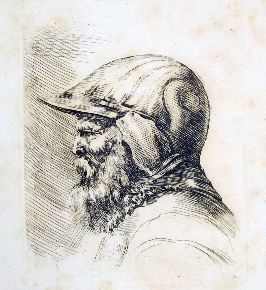 Radierung, Kopf eines Kriegers, Stefano della Bella, ~1645, De Vesme-Massar 350 - Bild 1 von 3