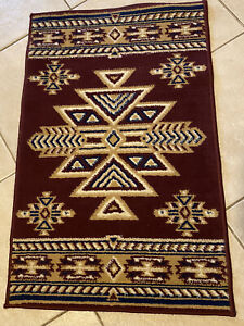2x4 Area Rug Black Burgundy Southwest Carpet Native American Tribe Piazza