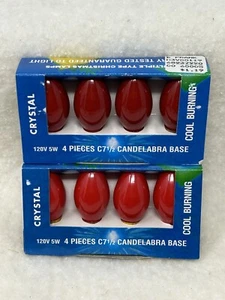 Set of 2 pks 4ea Christmas C 7 1/2 Red Light Replacement Bulbs Multicolor VTG - Picture 1 of 2