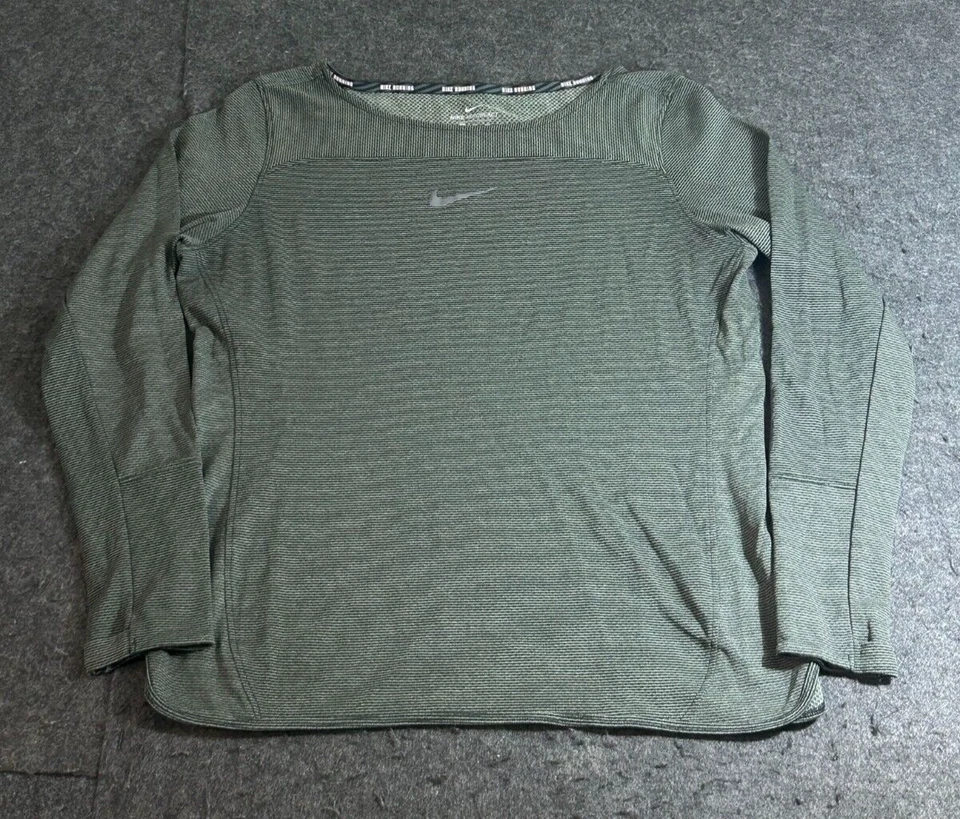 Camisa para correr Nike para mujer talla XL AeroReact manga larga verde agujeros para el pulgar Foto 1 de 4