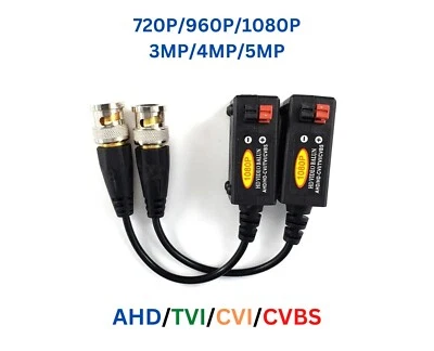 HD 1080p 5mp Video Balun Security Camera Video Connector via Cat5 Cat6 Cable - Image 1 of 4