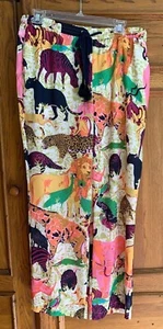 J Crew pants size 12 multicolor Ratti Safari print pull-on EC safari animals PJ - Picture 1 of 7