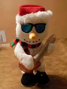 Chitarra Rockin Animata Natalizia Gemma Pupazzo di Neve Canta Jingle Bells - Foto 1 di 5