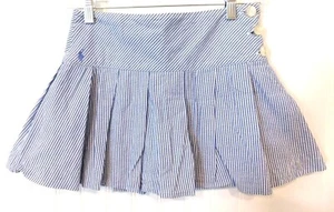 Ralph Lauren Girls Size 12 Blue and White Striped Seersucker Pleated Skort - Picture 1 of 7