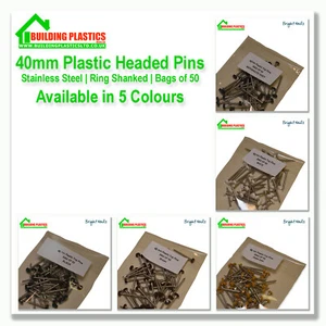 40mm PLASTIC TOP PINS | STAINLESS STEEL | PLASTIC HEADED PINS BAG OF 50 - Picture 1 of 11