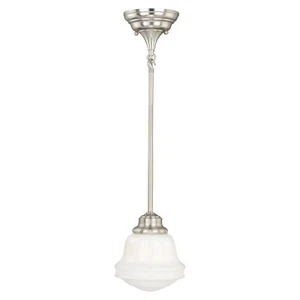 Vaxcel Huntley Farmhouse Schoolhouse Mini Pendant Ceiling Light White Glass - Picture 1 of 5