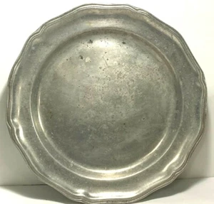 12" CAST ALUMINUM PLATE /PLATTER ~ MARKED WILTON COLUMBIA, PA ~ QUEEN ANNE STYLE - Picture 1 of 5