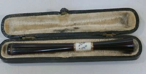 1920/1930's Amber? & Guilloche Enameled Cigarette Holder With Original Case   - Picture 1 of 12