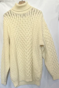 Aran Market Maglione Irlandese Uomo XL 100% Lana Merino Irlanda Maglia Cavo Pescatore - Foto 1 di 9