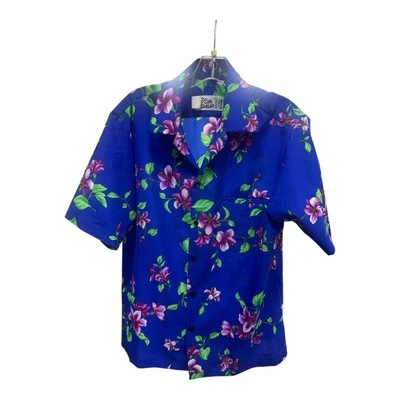 Camisa Hilo Hattie Vintage Años 70 Púrpura Hawaiana Aloha Floral Grande Estilo EE. UU. 500 Foto 1 de 4