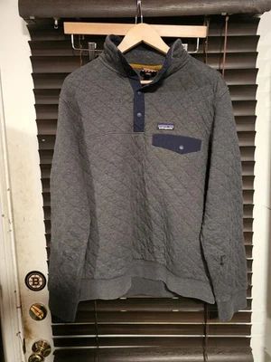 Patagonia Mens Organic Cotton Quilted Snap-T Pullover Dark Gray Medium M *READ* - Image 1 of 4