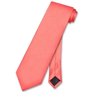 Vesuvio Napoli NeckTie Solid CORAL PINK Color Mens Neck Tie - Picture 1 of 2