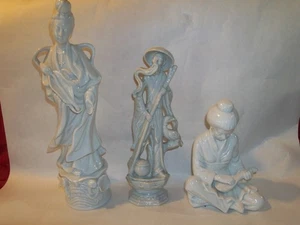 3 Vintage Chinese Figures Statues Porcelain SET OF 3...BEAUTIFUL! - Picture 1 of 7