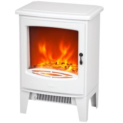 HOMCOM Electric Fireplace Freestanding w/Realistic Flame Effect, White - Image 1 of 4