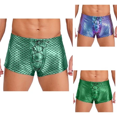 Men Bottoms Panties Shorts Boxer Briefs Underwear Mermaid Clubwear Trunks Rave - Image 1 of 4