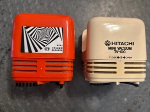 2 X Vintage Hitachi Cordless Table Mini Vacuums TV 100  1970’s White & Red - Picture 1 of 5