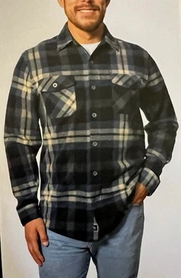 Freedom Foundry Men's Soft Plaid Fleece Shirt Jacket, Blue, Size: L - Image 1 of 4