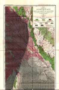 EDGEMONT, SOUTH DAKOTA, NEWCASTLE, WYOMING Antique Black Hills map 1901 - Picture 1 of 3