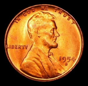1954-S Lincoln Penny One Cent 1C RD Gem+ Uncirculated Coin (#9-647) - Picture 1 of 2