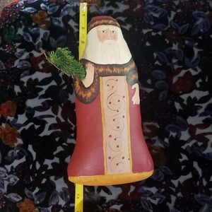 Oil Cloth Hand Painted Folk Art Santa Claus , Signed by Susie Nordley - Picture 1 of 7