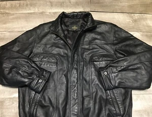Redhead Men’s Black Leather Bomber Puffer Puffy Jacket Adult Size 2XLT Vintage - Picture 1 of 12