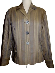 J Jill Dressy Jacket Blazer Polyester Rayon Blend Beige Gold 12 - Picture 1 of 9