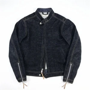 14.5oz Heavy Japanese Vintage Style Selvedge Denim Cafe Racer Motorcycle Jacket - Picture 1 of 21