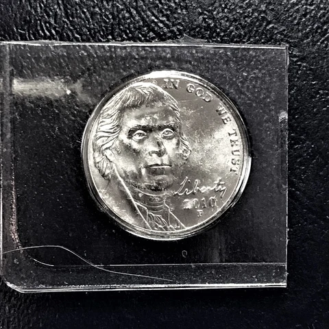 2010 P BU Jefferson Nickel from Sealed Uncirculated Mint Set in Cello Plastic Cover