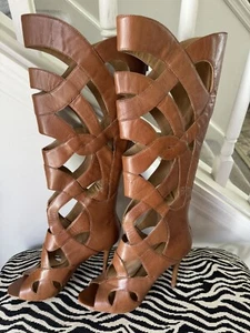 Nine West Leather Cage Gladiators 8.5 Brown (Dewy) NEW - Picture 1 of 7