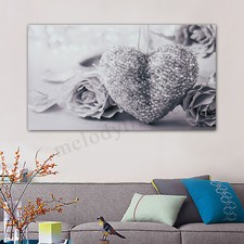 45x80cm Grey Heart Rose Canvas Wall Painting Pictures Print Home Decor Frameless