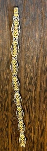 Filigree Bracelet Gold & Silver Tone Sterling Silver 800 7”L 10mmW Vintage - Picture 1 of 14