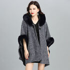 Womens Oversize Loose Faux Fur Hoodie Cloak Poncho Outwear Winter Warm Coat